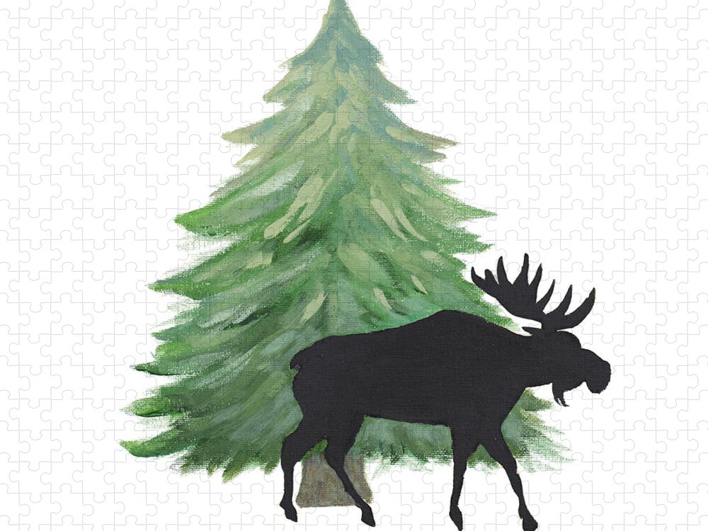 Farmhouse Christmas Moose Jigsaw Puzzle by Patricia Pinto - Pixels Merch