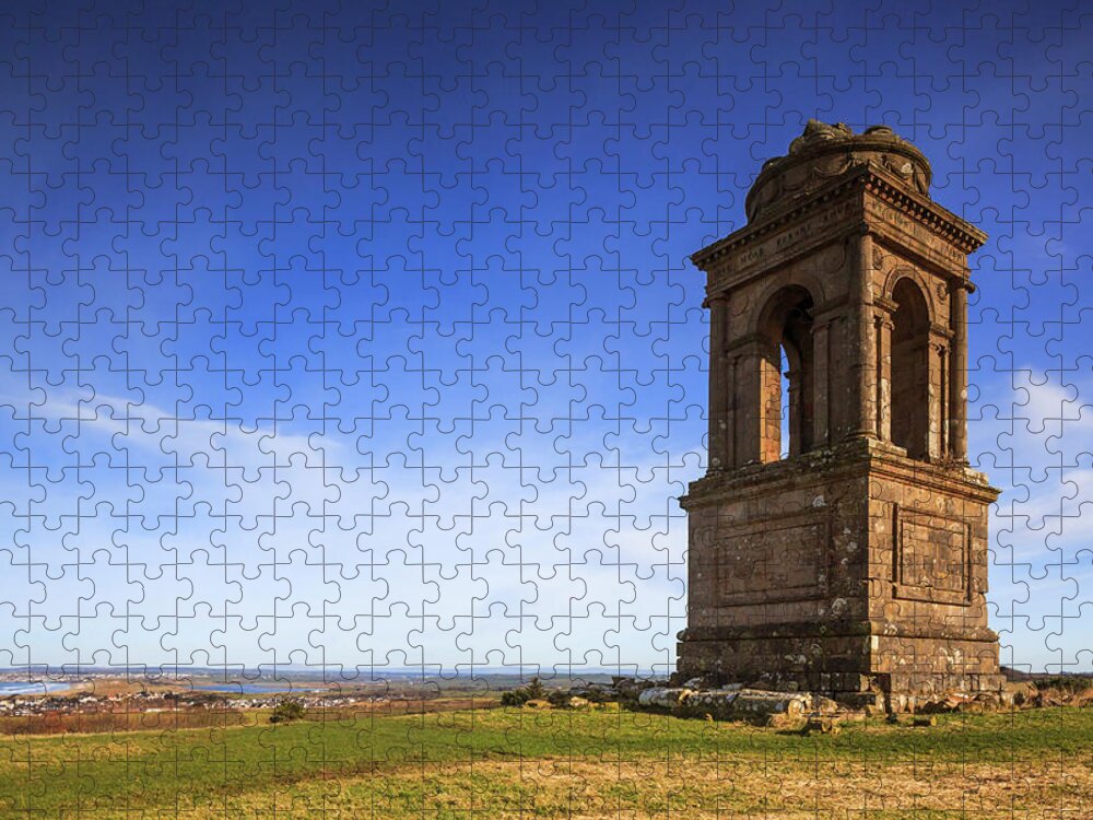 Estock Jigsaw Puzzle featuring the digital art Field With Monument by Maurizio Rellini