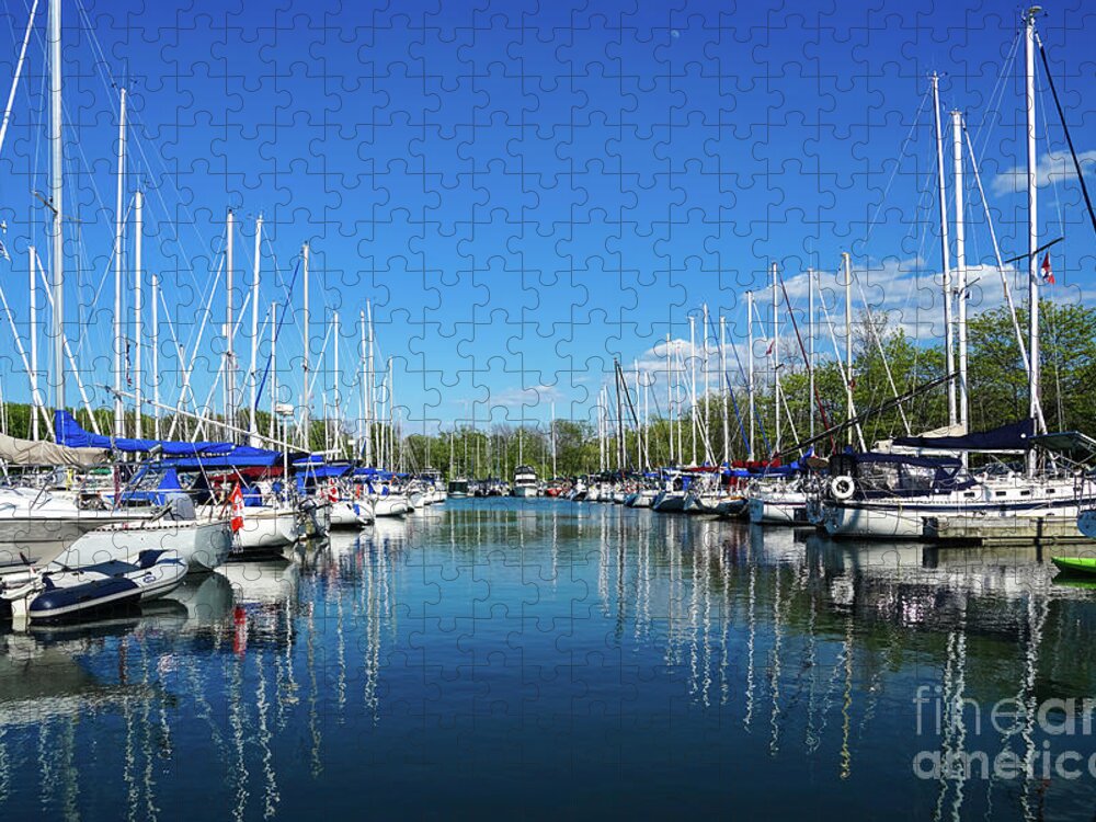Fifty Point Marina Reflections Jigsaw Puzzle featuring the photograph Fifty Point Marina Reflections by Rachel Cohen