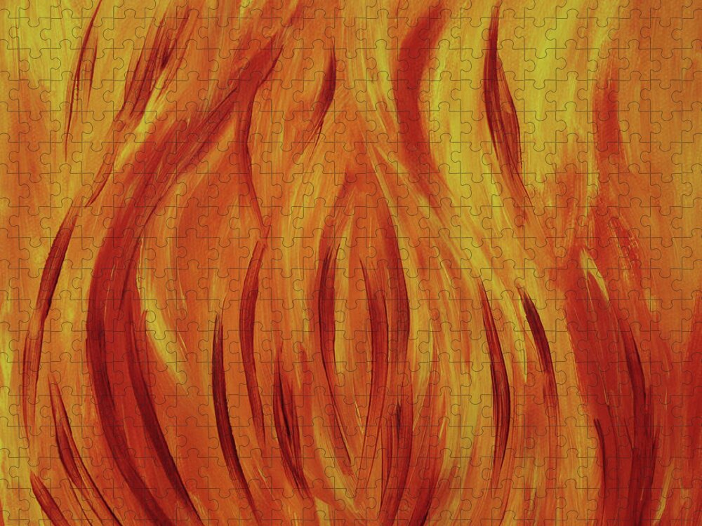 Fire Flame Jigsaw Puzzle featuring the painting Fire Flame by Annette M Stevenson