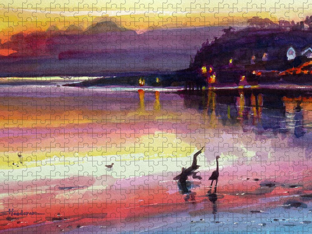 Coast Jigsaw Puzzle featuring the painting Fire on Shore by Steve Henderson