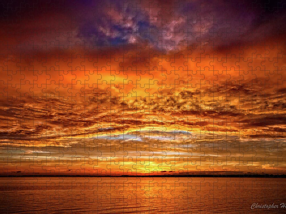 Sunset Jigsaw Puzzle featuring the photograph Fire Over Lake Eustis by Christopher Holmes