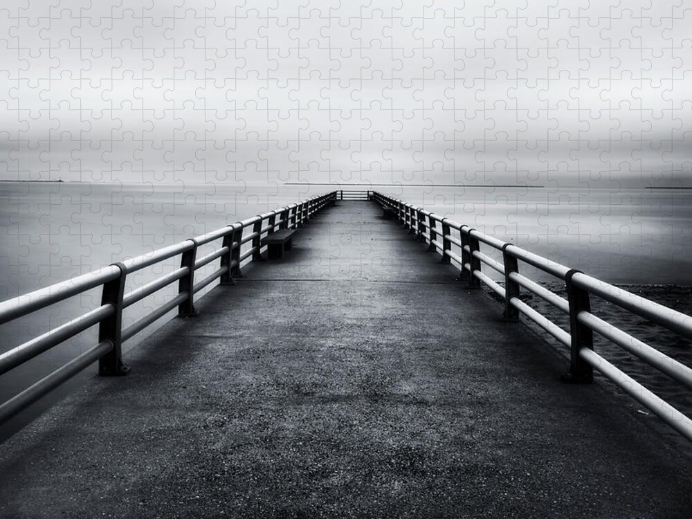 Tranquility Jigsaw Puzzle featuring the photograph Fishing Pier Through Shore by John Rizzitelli Photography