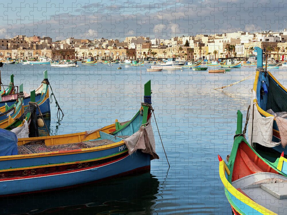 Scenics Jigsaw Puzzle featuring the photograph Fishing Village, Malta by Fumumpa