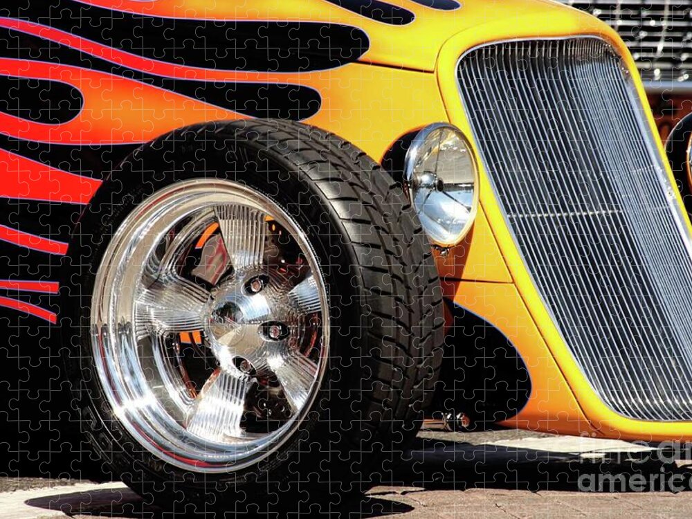 Hot Rod Jigsaw Puzzle featuring the photograph Flames by Terri Brewster