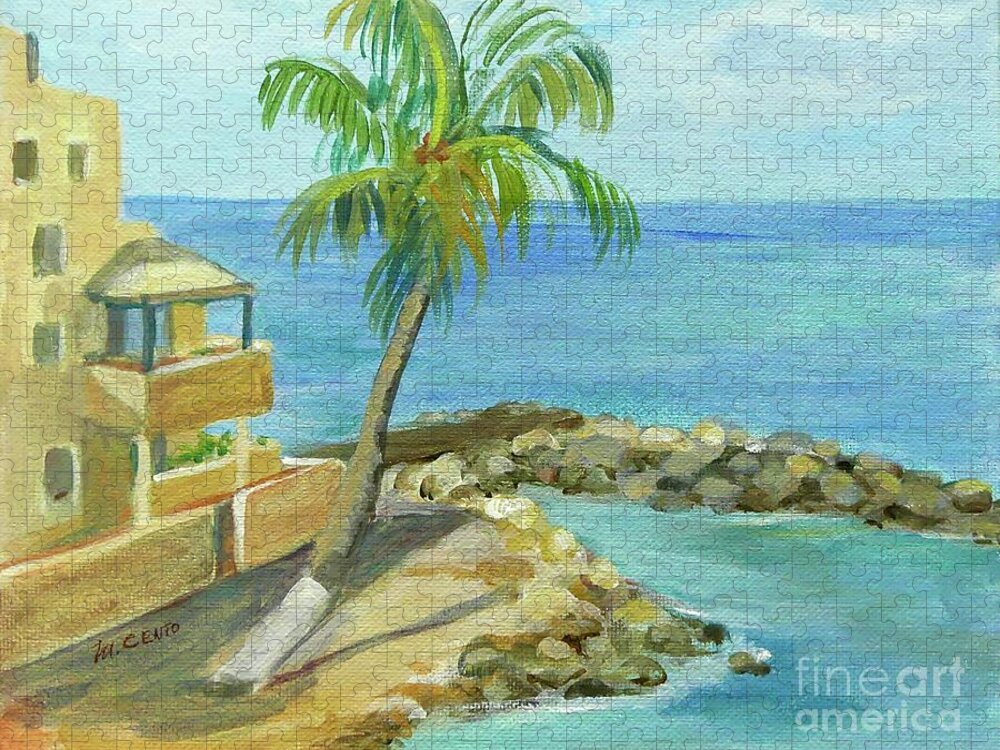 Sint Maarten Jigsaw Puzzle featuring the painting Flamingo Beach by Mafalda Cento