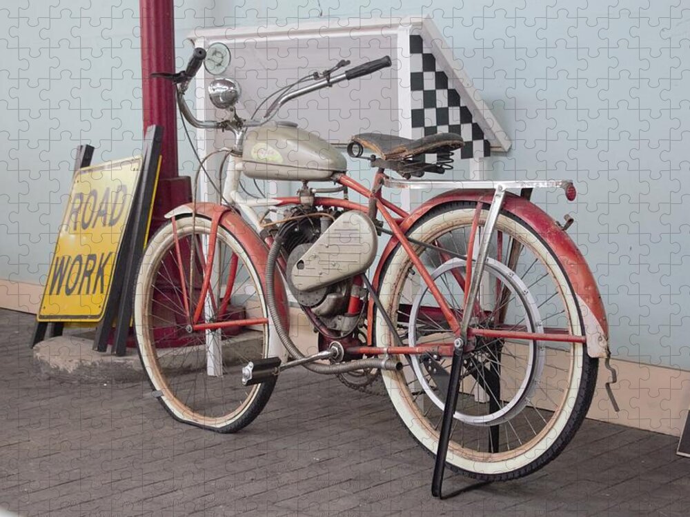 Flat Jigsaw Puzzle featuring the photograph Flat Tire on an Old Bicycle by Ali Baucom