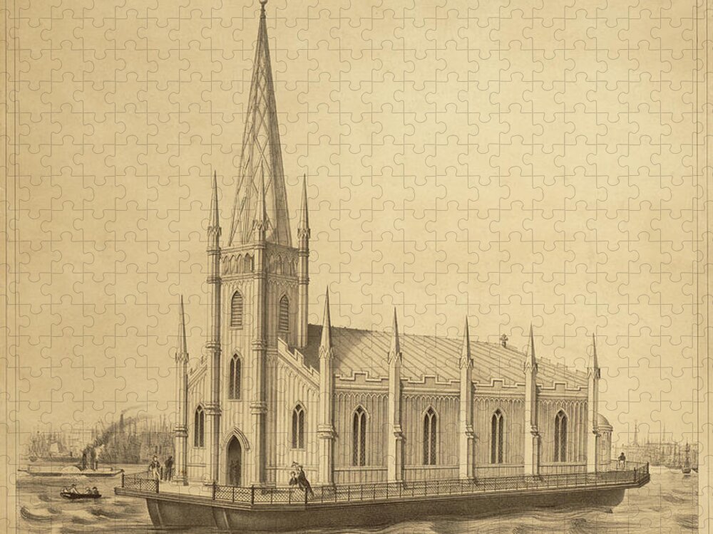 Church Jigsaw Puzzle featuring the mixed media Floating Church of The Redeemer by Dennington