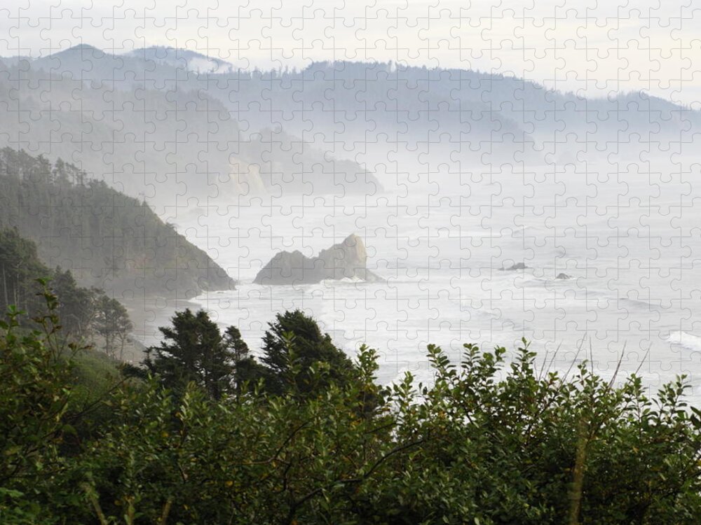 Water's Edge Jigsaw Puzzle featuring the photograph Fog Pacific Ocean Coast by Sassy1902