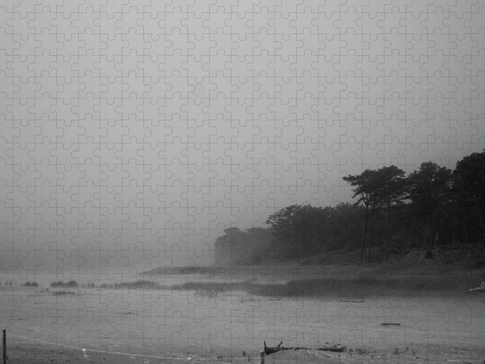 Beach Jigsaw Puzzle featuring the photograph Foggy beach by Jean Evans