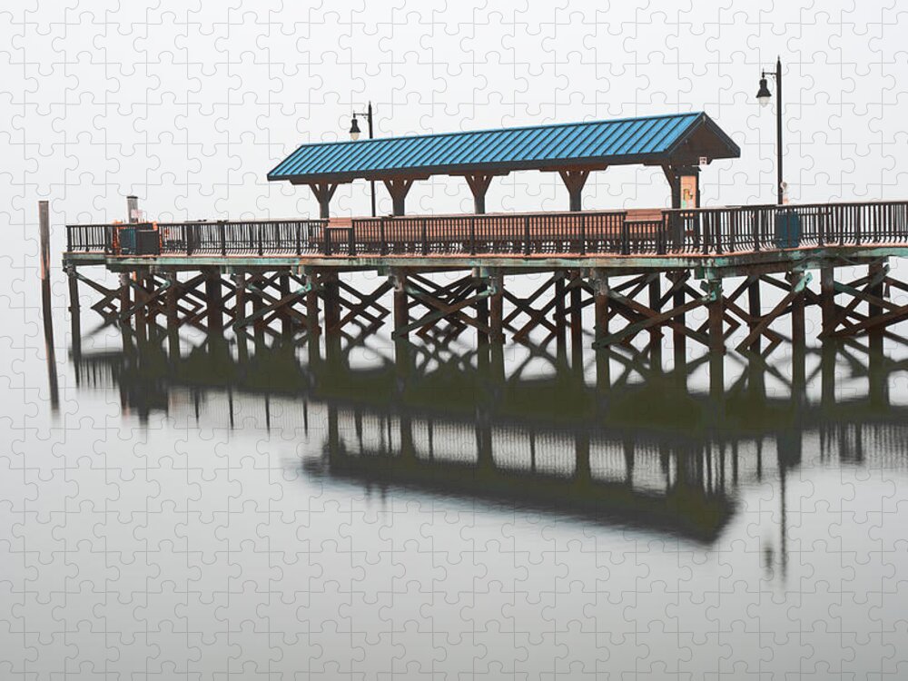 Keyport Jigsaw Puzzle featuring the photograph Foggy Morning At The Pier by Gary Slawsky