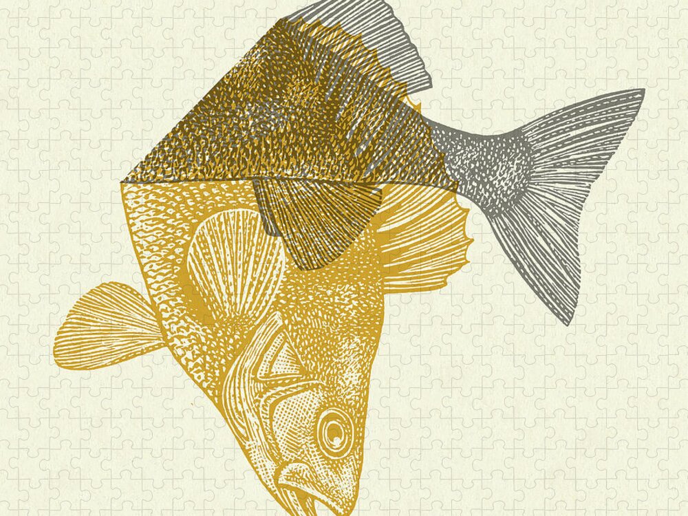 Activity Jigsaw Puzzle featuring the drawing Folded Fish by CSA Images