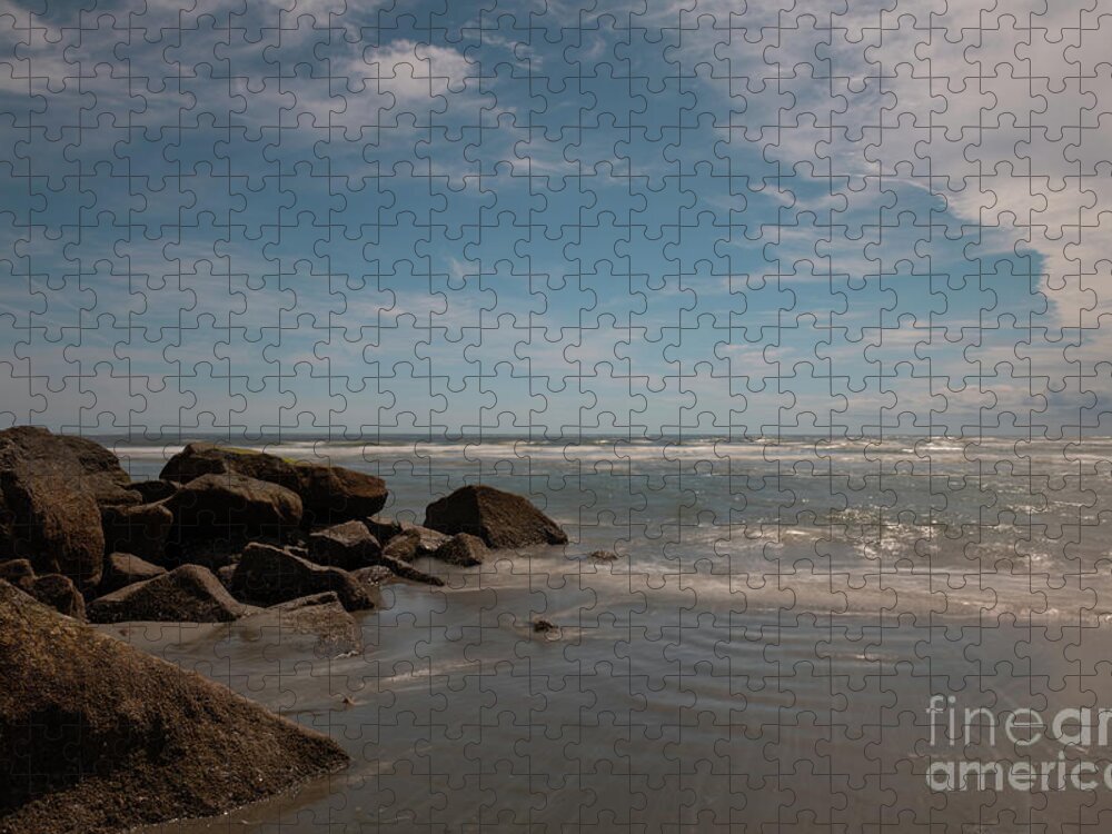 Folly Beach Jigsaw Puzzle featuring the photograph Folly Beach Rocky Shore by Dale Powell