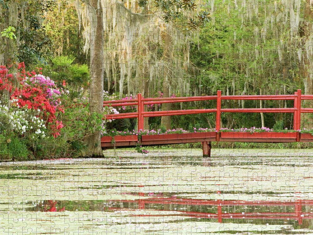 Part Of A Series Jigsaw Puzzle featuring the photograph Foot Bridge And Azalea by Tony Sweet