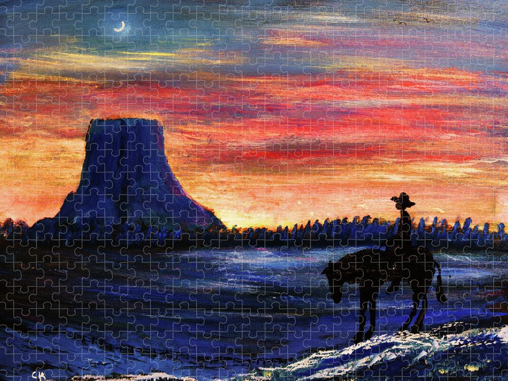 Wyoming Jigsaw Puzzle featuring the painting Forever West by Chance Kafka
