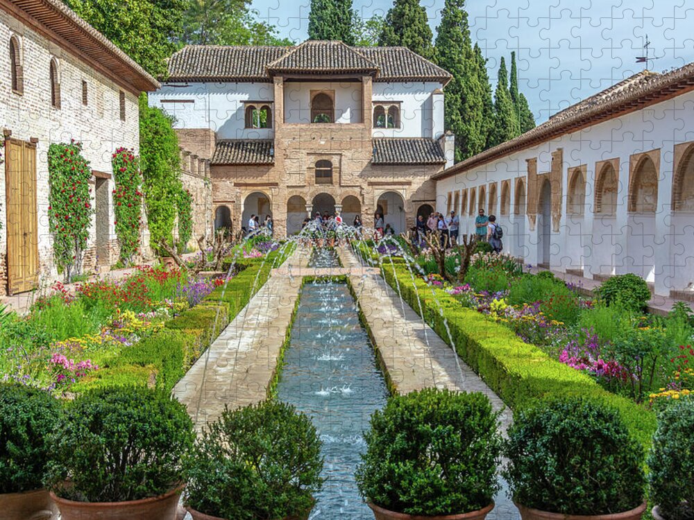 Mediterranean Jigsaw Puzzle featuring the photograph Fountains of the Alhambra by Douglas Wielfaert