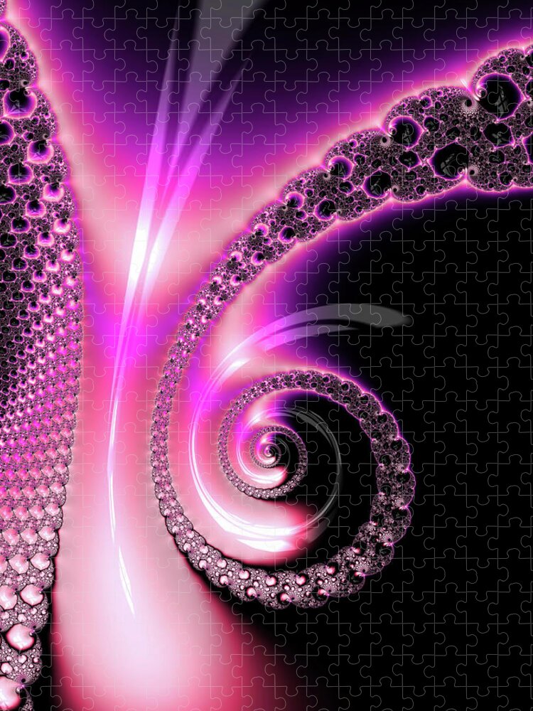 Spiral Jigsaw Puzzle featuring the photograph Fractal Spiral pink purple and black by Matthias Hauser