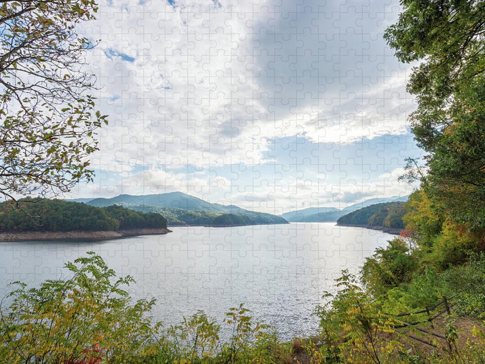 Clouds Jigsaw Puzzle featuring the photograph Framed Mountain Lake by Joe Leone