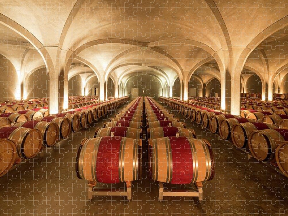 Estock Jigsaw Puzzle featuring the digital art France, Aquitaine-limousin-poitou-charentes, Gironde, Medoc, Cellar Of Chateau Gruaud Larose by Tim Mannakee