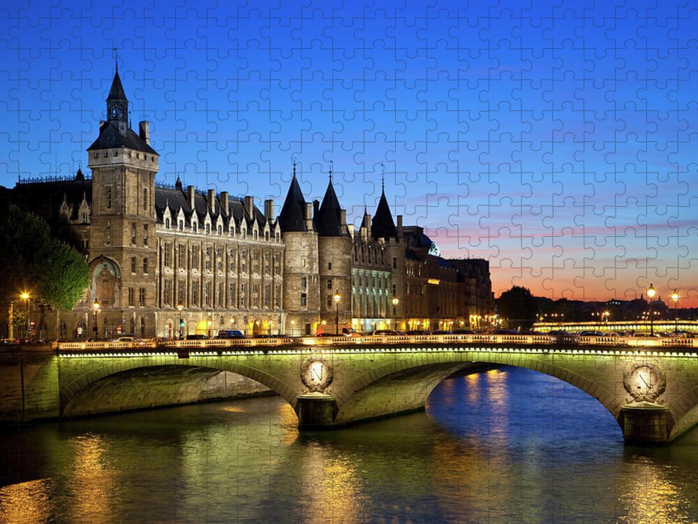 Ile-de-france Jigsaw Puzzle featuring the photograph France, Paris, Conciergerie And River by Sylvain Sonnet