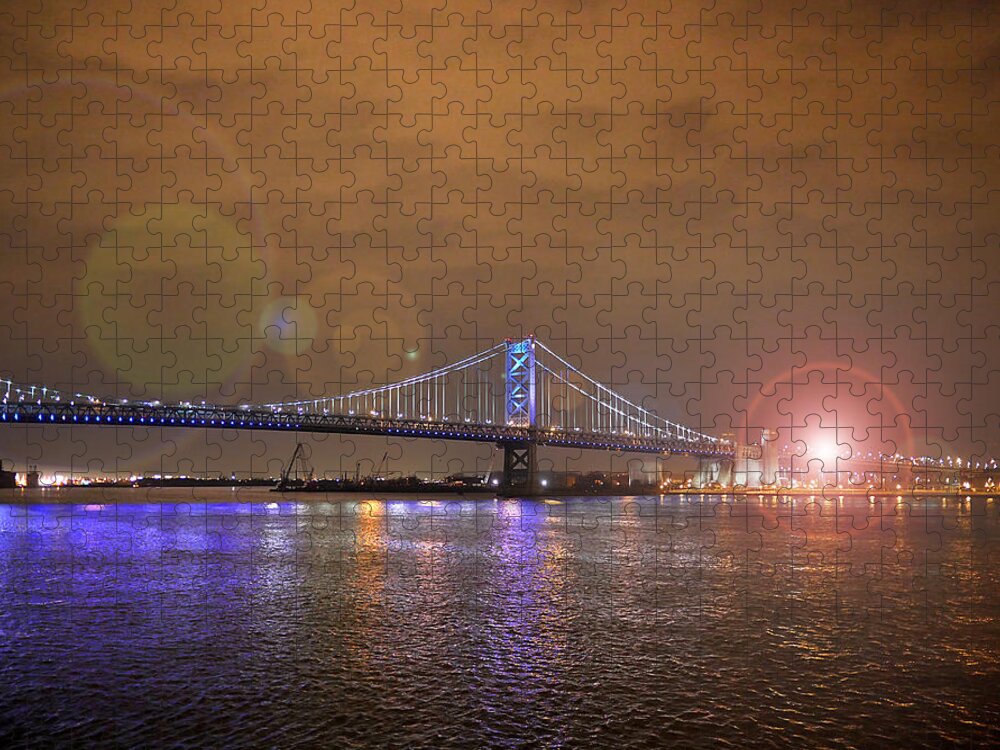 Richard Reeve Jigsaw Puzzle featuring the photograph Franklin Bridge Flare by Richard Reeve