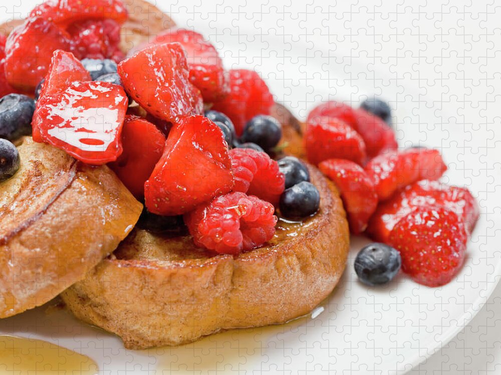 Breakfast Puzzle featuring the photograph French Toast With Berries And Maple by Inti St. Clair