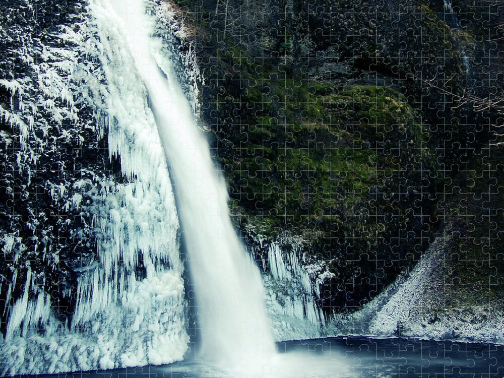 Outdoors Jigsaw Puzzle featuring the photograph Frozen Horestail Falls, Or by By Meredith Farmer