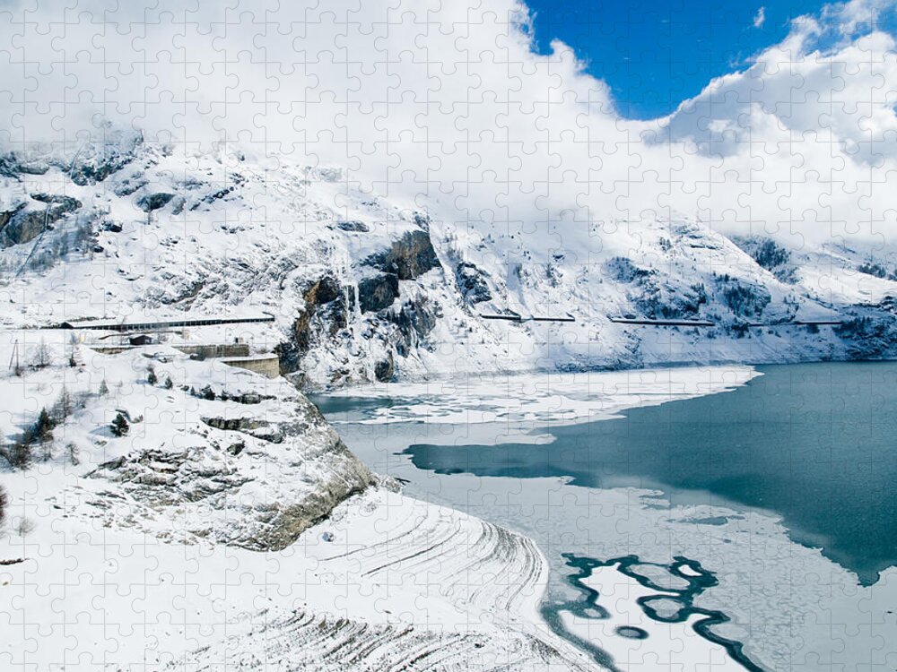 Scenics Jigsaw Puzzle featuring the photograph Frozen Lake In Winter by Www.kirstylegg.co.uk