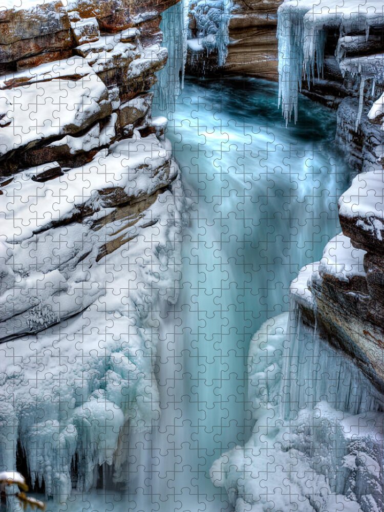 Scenics Jigsaw Puzzle featuring the photograph Frozen Waterfall by Gcoles