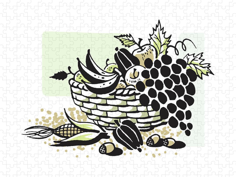 Abundance Jigsaw Puzzle featuring the drawing Fruit Basket by CSA Images
