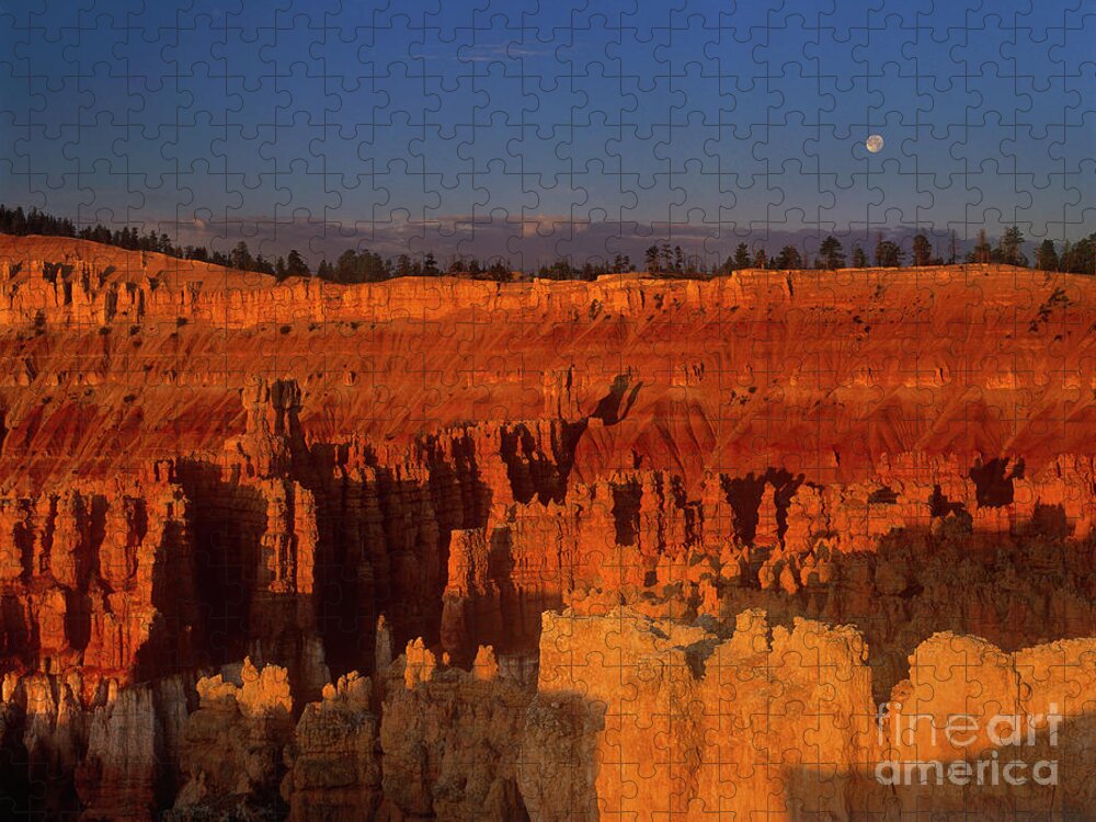 Dave Welling Jigsaw Puzzle featuring the photograph Full Moon Over Silent City Bryce Canyon National Park Utah by Dave Welling