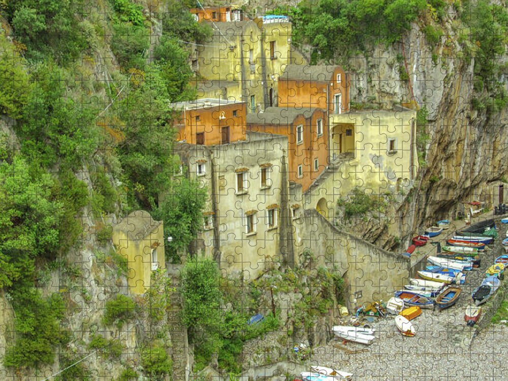 Amalfi Jigsaw Puzzle featuring the photograph Furore The Village That Doesn't Exist by Douglas Wielfaert