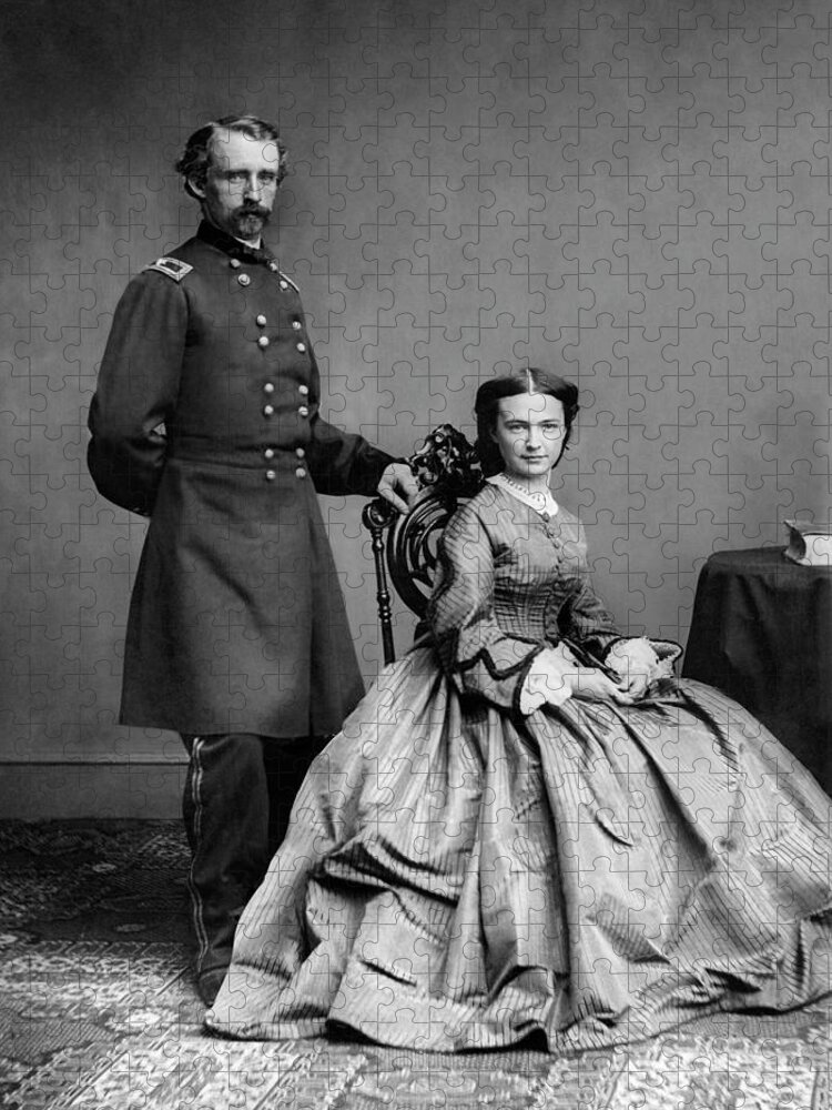 George Armstrong Custer Jigsaw Puzzle featuring the photograph General Custer and His Wife Libbie by War Is Hell Store
