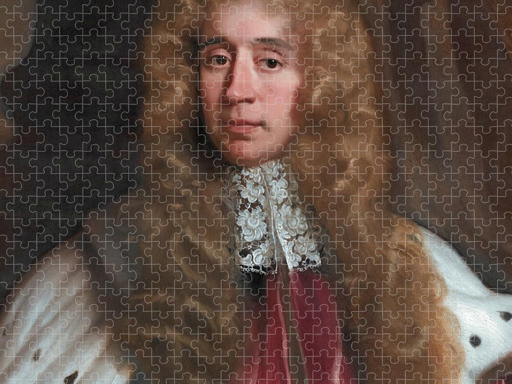 17th Century Art Jigsaw Puzzle featuring the painting George, 1st Baron Jeffreys of Wem by John Riley