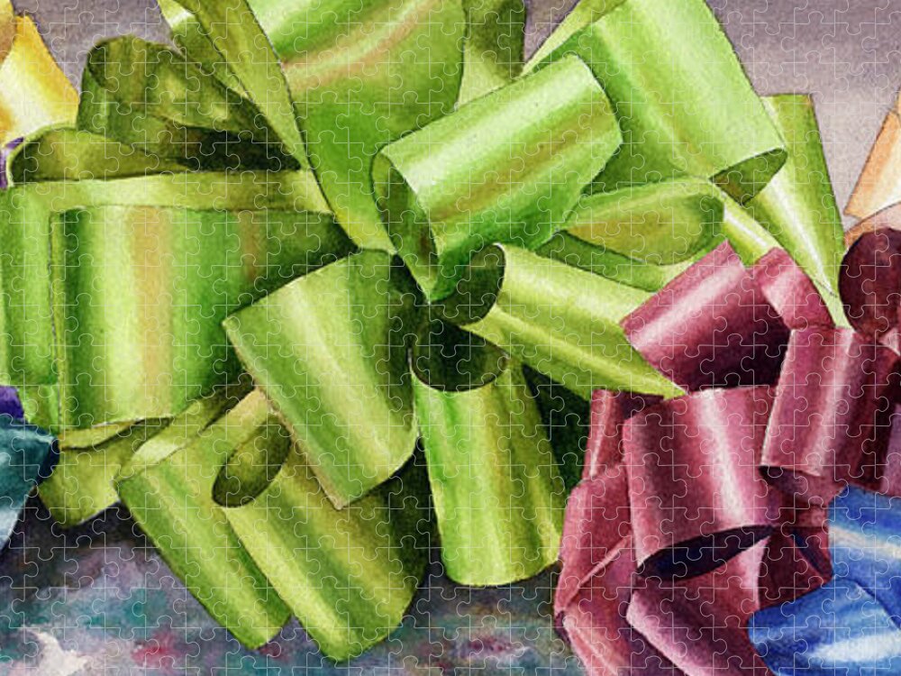 Bows Painting Jigsaw Puzzle featuring the painting Gifts by Anne Gifford