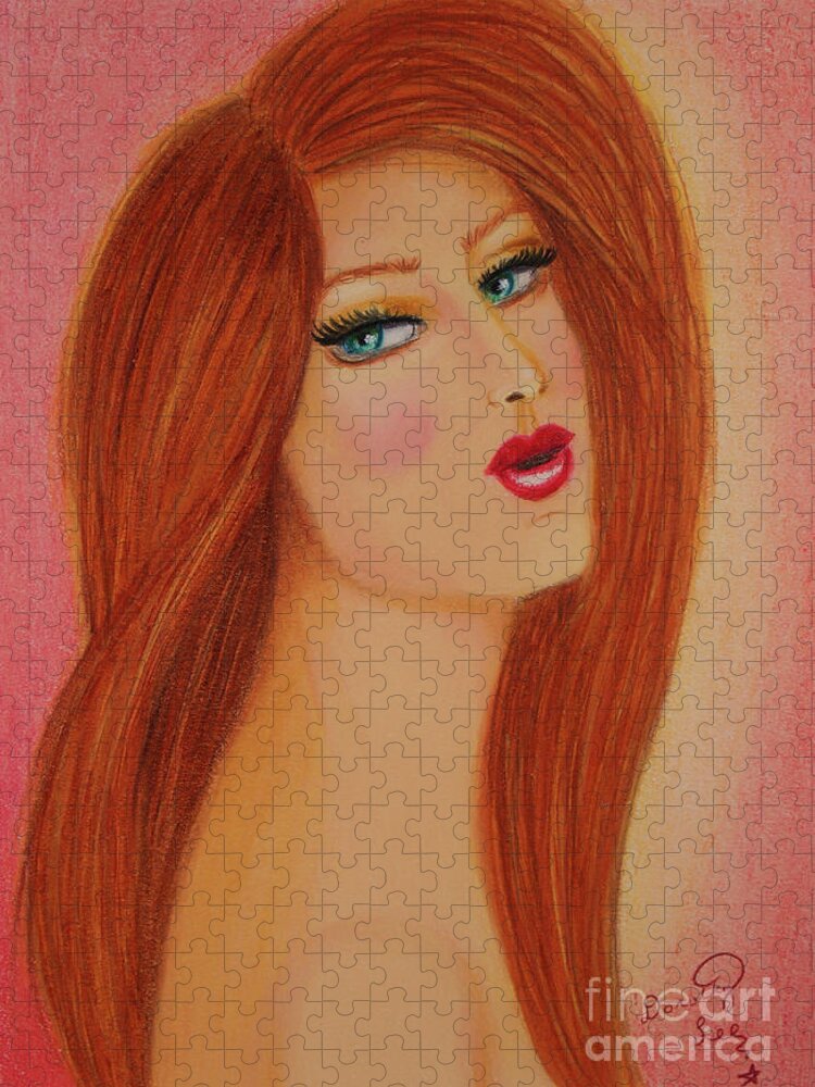 Fashion Jigsaw Puzzle featuring the drawing Ginger by Dorothy Lee