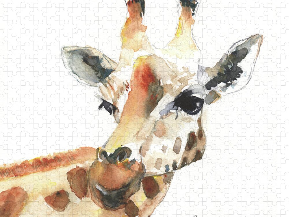 Giraffe Jigsaw Puzzle featuring the painting Giraffe by Claudia Hafner