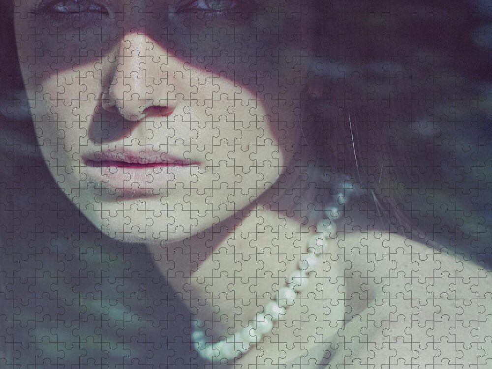 People Jigsaw Puzzle featuring the photograph Girl Behind Glass by Valerio Boncompagni