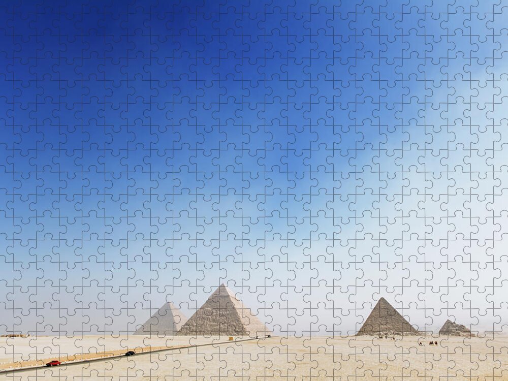 Clear Sky Puzzle featuring the photograph Giza Pyramids by Roine Magnusson