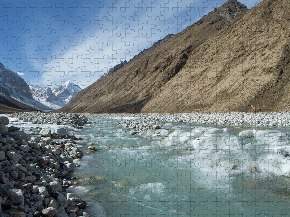 Sebastian Kennerknecht Jigsaw Puzzle featuring the photograph Glacial Stream, Kyrgyzstan by Sebastian Kennerknecht