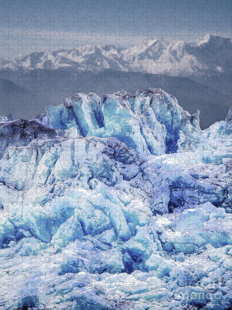 Glacier Jigsaw Puzzle featuring the digital art Glacier And Mountains by Phil Perkins