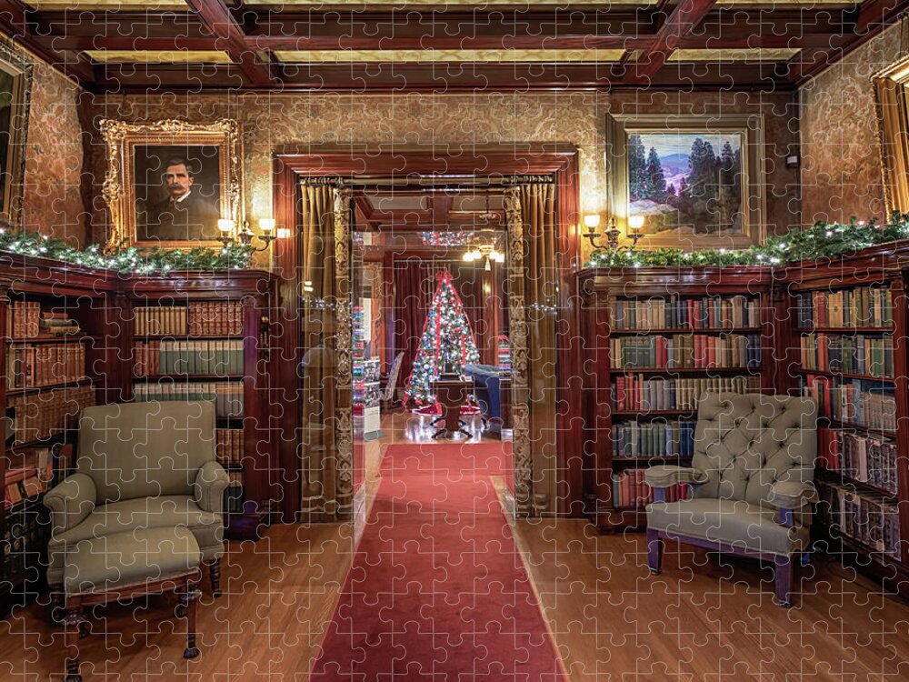 Glensheen Jigsaw Puzzle featuring the photograph Glensheen Library #3 by Susan Rissi Tregoning