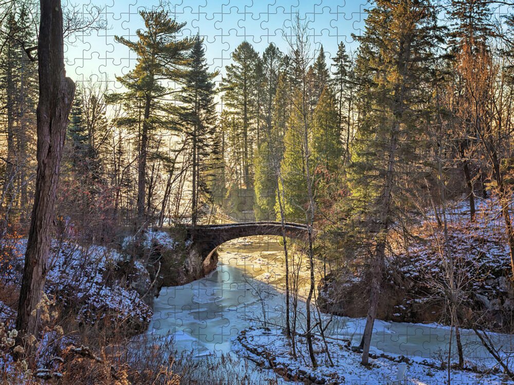 Glensheen Jigsaw Puzzle featuring the photograph Glensheen Stone Arch Bridge by Susan Rissi Tregoning