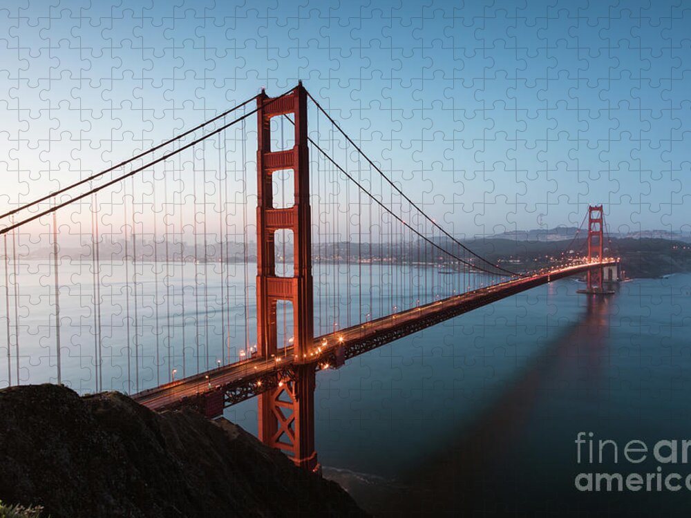 Golden Gate Jigsaw Puzzle featuring the photograph Golden gate at sunrise, San Francisco by Matteo Colombo