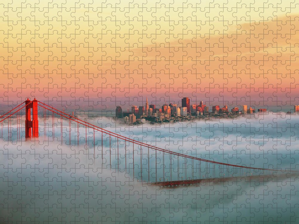 Scenics Jigsaw Puzzle featuring the photograph Golden Gate Bridge by Nithi Asavapanumas