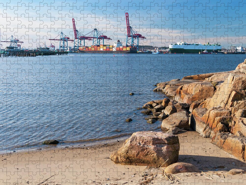 Freight Transportation Jigsaw Puzzle featuring the photograph Gothenburg Harbor by Martin Wahlborg