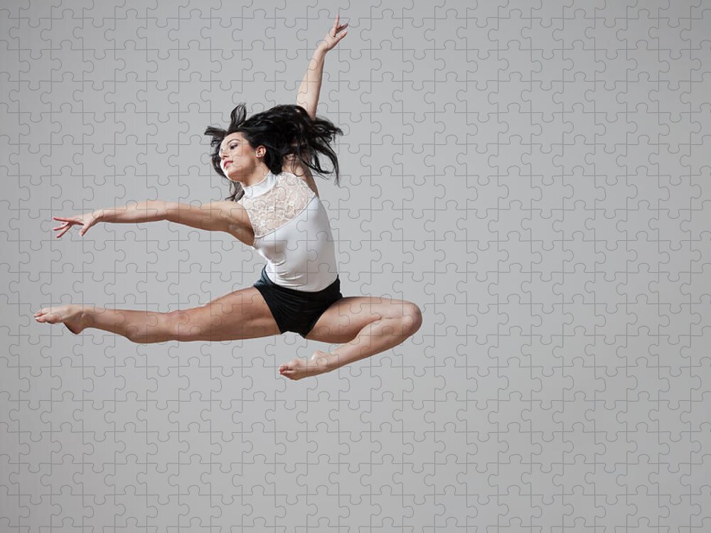Ballet Dancer Jigsaw Puzzle featuring the photograph Graceful Caucasian Ballet Dancer In by Jan Scherders