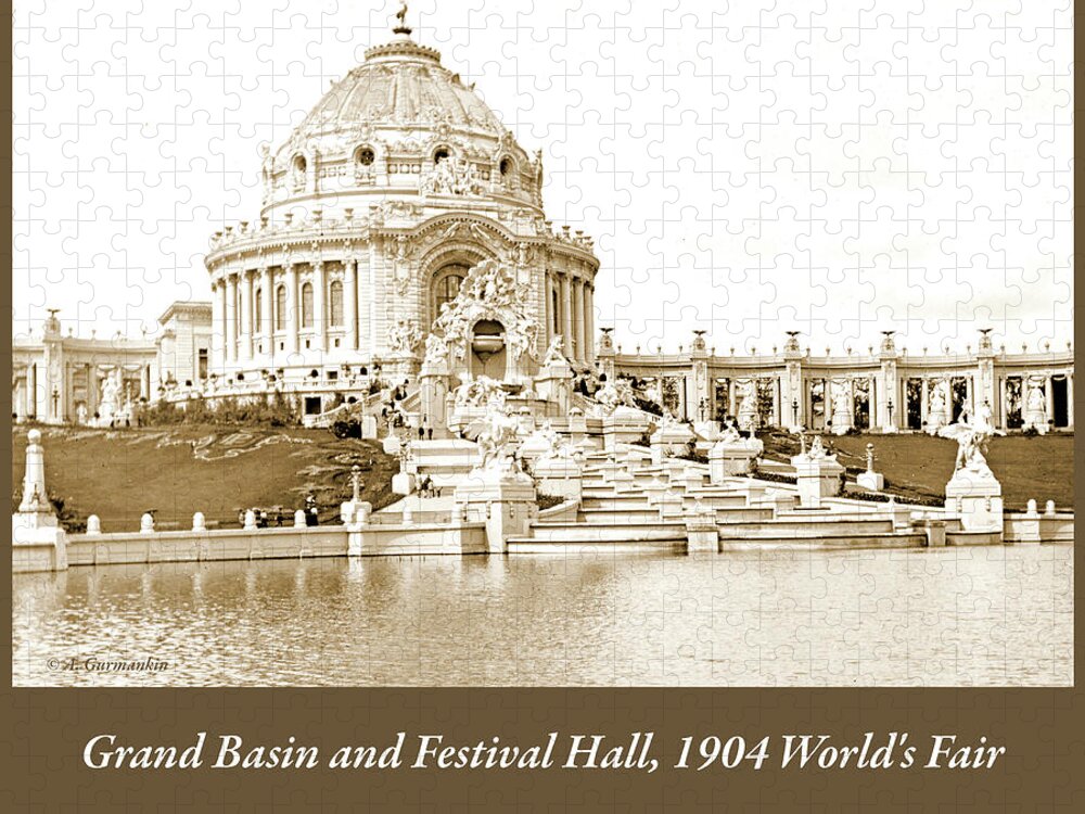 Grand Basin Jigsaw Puzzle featuring the photograph Grand Basin and Festival Hall, 1904 World's Fair by A Macarthur Gurmankin