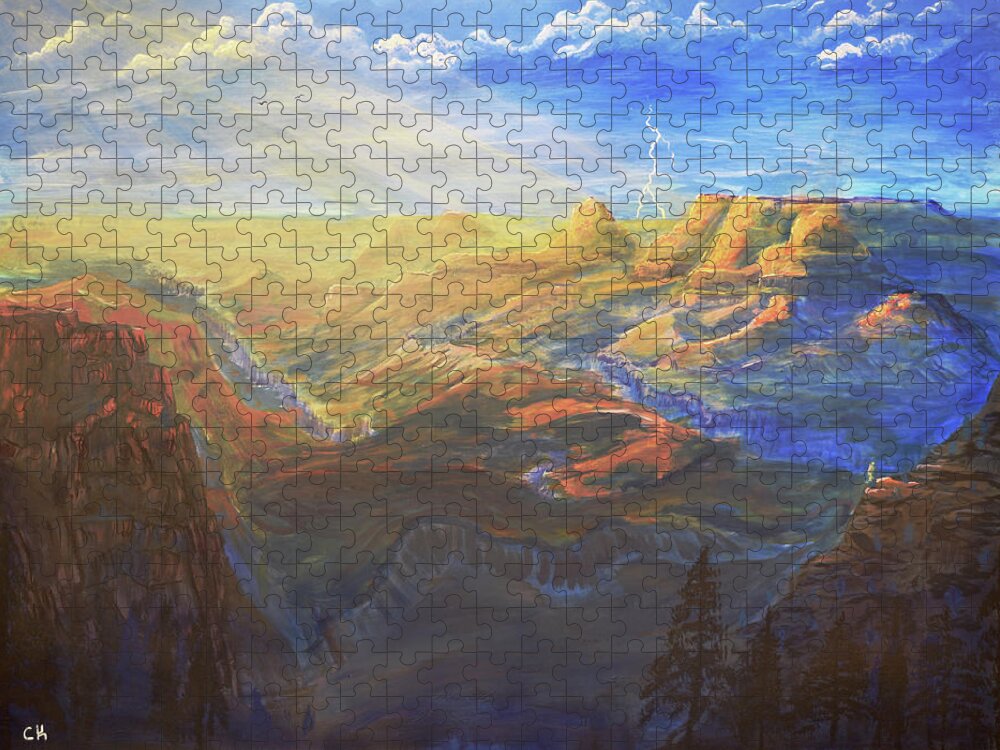 Grand Canyon Jigsaw Puzzle featuring the painting Grand Canyon Painting by Chance Kafka