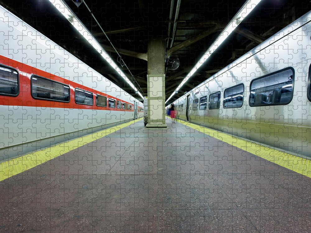 Passenger Train Jigsaw Puzzle featuring the photograph Grand Central Station Train Platform by Mlenny